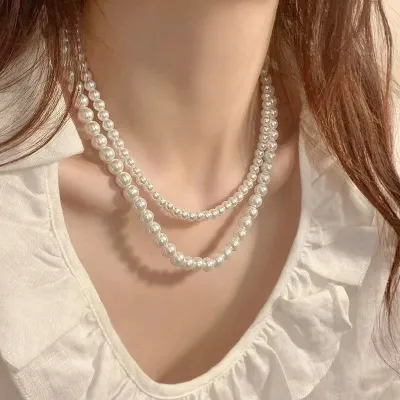 Trendy Elegant Big Pearl Layer Necklace